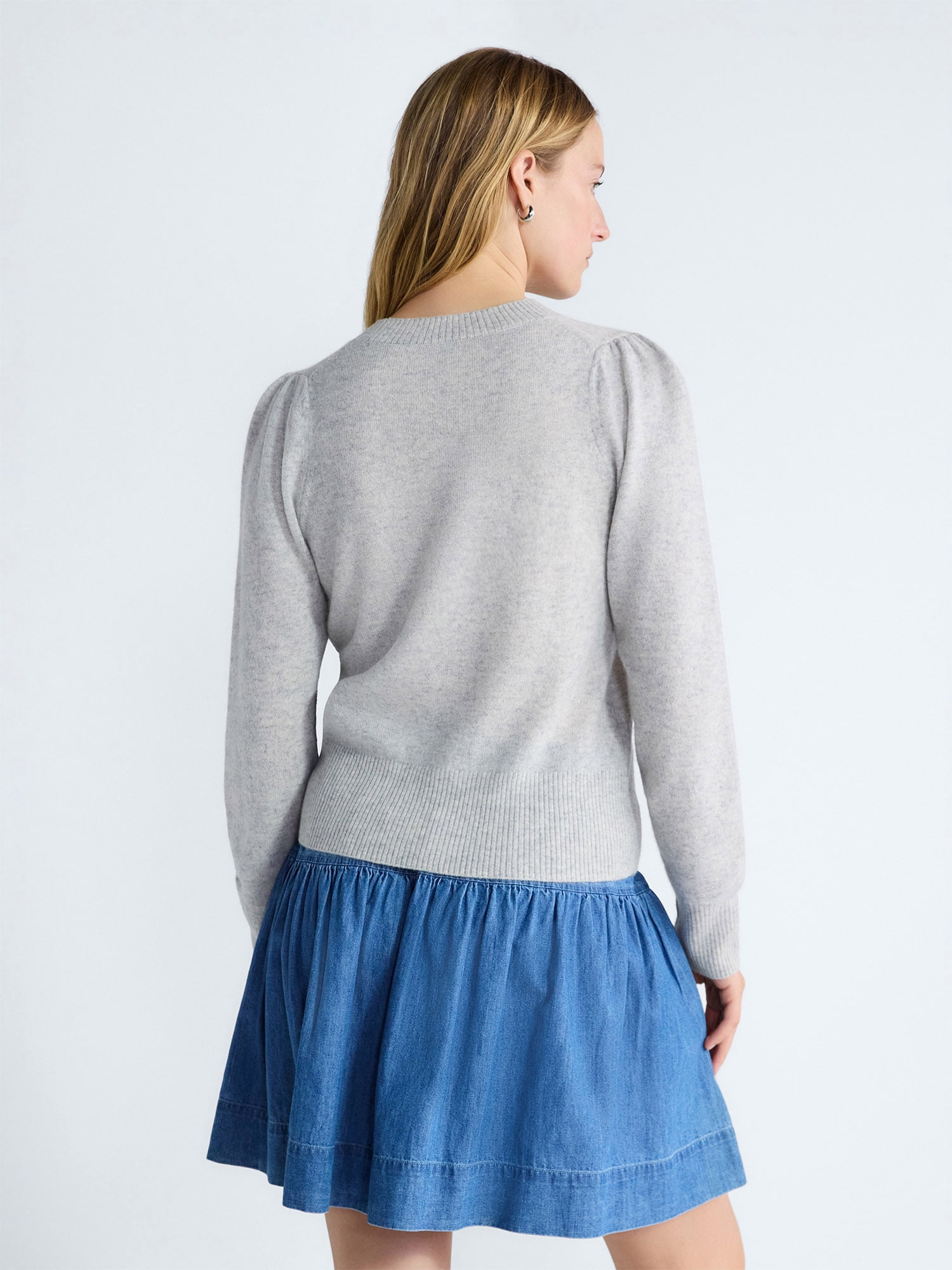 Free Assembly Women's and Women's Plus Embroidered Cashmere Sweater, Midweight, Sizes XS-3X