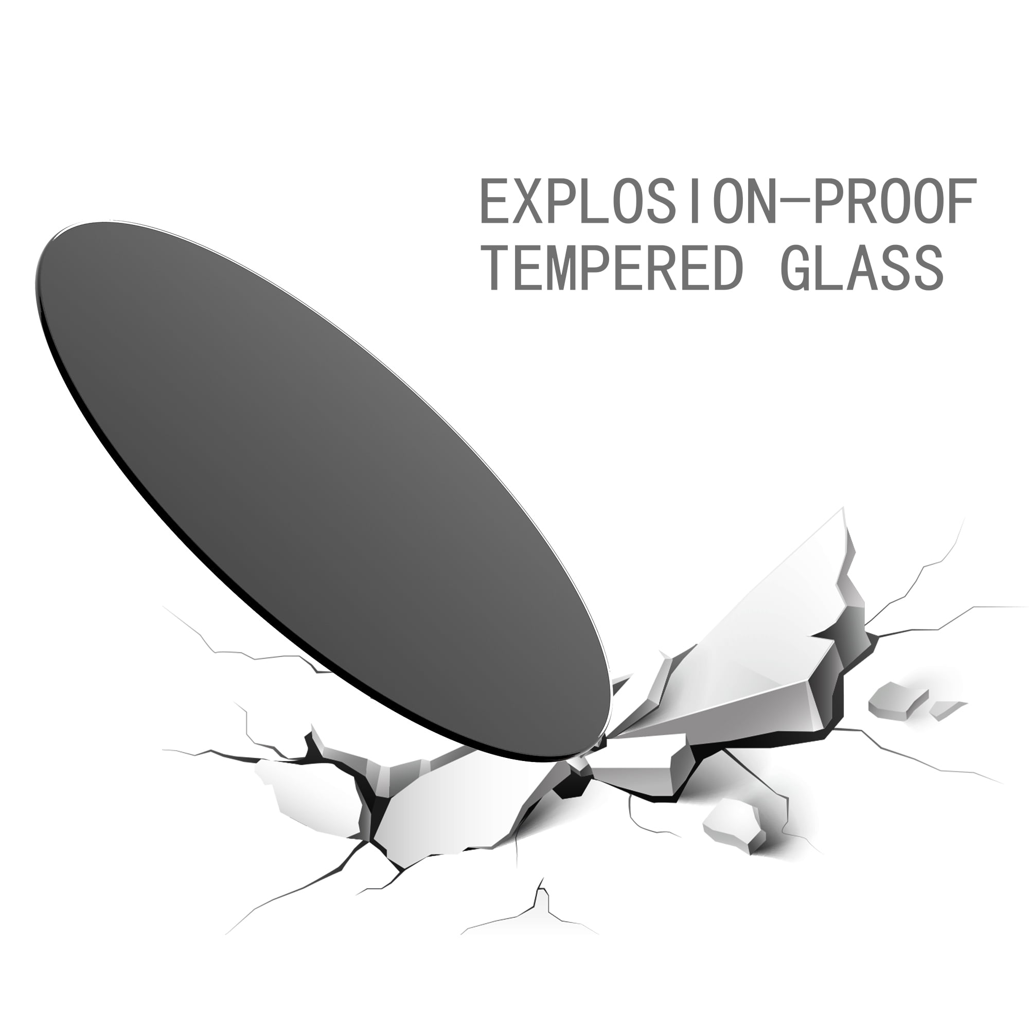 MAYEERTY 36" Round Tempered Glass Table Top, Beveled Polished Edge for Dining & Office, 1/4" Thick, Black