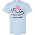 thumbnail image 3 of Inktastic Baby on Board with Arrow Pink Footprints and Hearts T-Shirt, 3 of 5