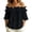 Black, variant on Off Shoulder Double Ruffle Tops for Women Flare Short Sleeve Flowey Loose Blouse Casual Daily Top