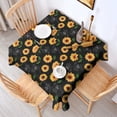 thumbnail image 2 of Black Green Leaf Sunflower Pattern Square Tablecloth,Waterproof Square Table Cover,Wipeable Spillproof Washable Table Cover for Home Kitchen Party Decor 60"x60"(152x152cm), 2 of 6