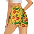 thumbnail image 3 of Vsdgher Colorful Vegetables Print Women's Running Double Layer Shorts High Waisted with Pockets Elastic Yoga Workout Athletic Gym Sports, 3 of 8
