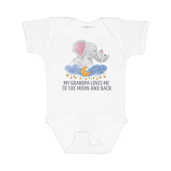 Inktastic My Grandpa Loves Me to the Moon and Back Elephants in Clouds Boys or Girls Baby Bodysuit