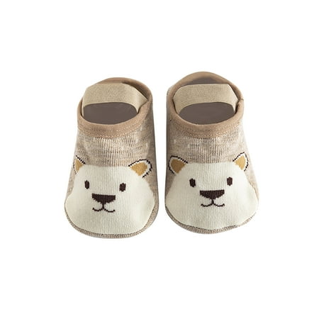 

DNDKILG Baby Toddler Girls Boy Cartoon Spring Summer Fall Slippers First Walkers Shoes Newborn Infant Elastic Non-Slip Floor Socks Coffee 0-2Y