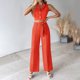 thumbnail image 2 of Trajes de Pantalones Sexy para Mujeres Chaleco de Cuello en V Y Pantalones de Piernas Anchas, Traje de Verano Casual de Color Sólido para el Trabajo Y la Fiesta, 2 of 7