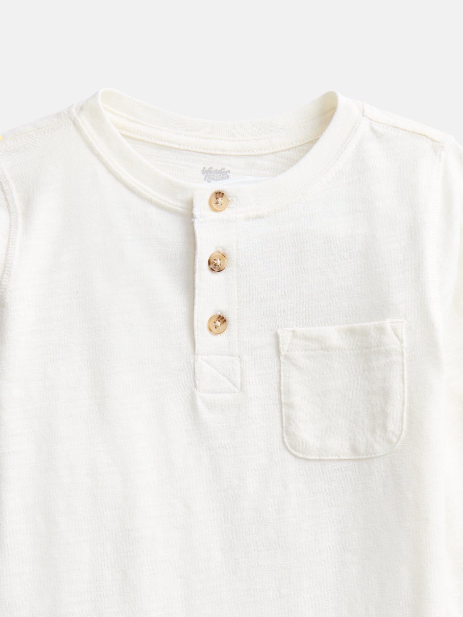 Wonder Nation Toddler Boys Cotton Henley Tee with Long Sleeves, Sizes 18M-5T