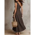 thumbnail image 2 of Womens Coffee Brown One Shoulder Sleeveless Ruffle Maxi Dress, 2 of 5