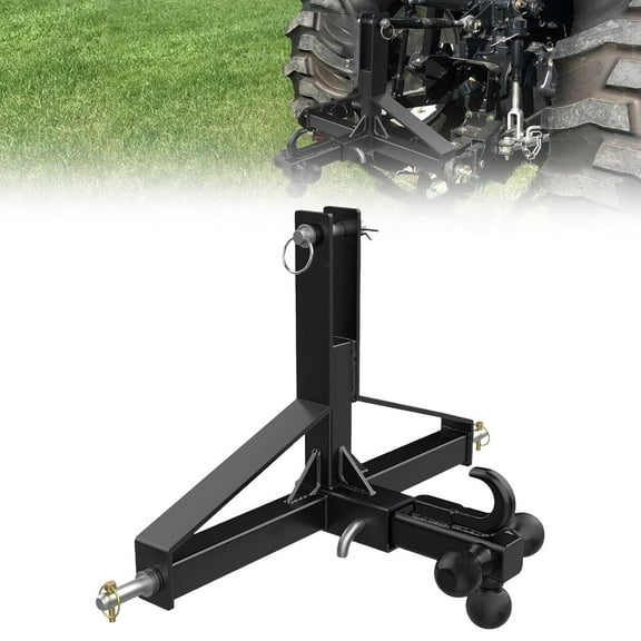 Mescukay 3 Point Quick Hitch with 2" Receiver & 4-Way Ball Mount for Category 1 Tractor, 10000 lbs Capacity 3 Point Trailer Hitch for Implements/Trailers