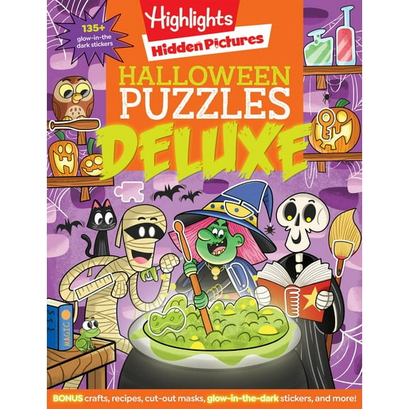 Halloween Puzzles Deluxe: Jumbo Halloween Gift for Kids with Seek and Find Puzzles, over 600 Hidden Objects, 135 Glow-In-the-Dark Stickers, Recipes and Crafts (Paperback)