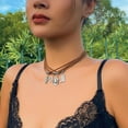 thumbnail image 3 of Layered Boho Western Choker Necklace for Women Turquoise Trendy Leather Cowboy Boot Hat Pendant Necklace Silver Necklace Jewelry Gift, 3 of 6