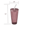 thumbnail image 5 of Better Homes & Gardens 21 oz Purple Ribbed Glass Tumbler with Glass Lid and Straw, 5 of 5