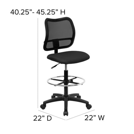 Flash Furniture Elaine Mid-Back Black Mesh Drafting Chair