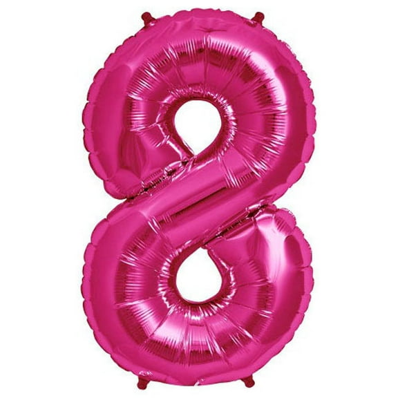 34 inch Number 8 - Northstar - Magenta Foil Mylar Balloon - Party Supplies Decorations