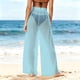 thumbnail image 4 of Pincandy Women See Through Sheer Mesh Pants Beach Swimsuit Bikini Bottom Cover up Party Club Elastic High Waist Wide Leg Pants, 4 of 7