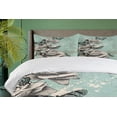 thumbnail image 4 of Ambesonne Rose Duvet Cover Set, Grunge Vintage, 2-Calking, Seafoam Grey Black, 4 of 7