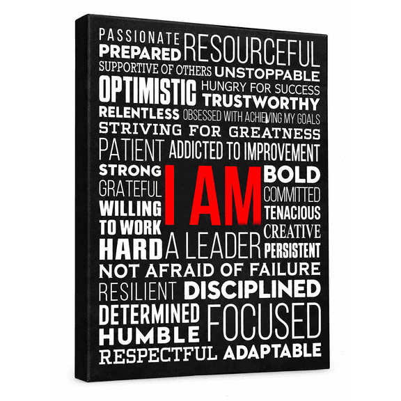 HoneyKICK Yo Soy Spanish Affirmations Canvas Wall Art, 12x16, Black