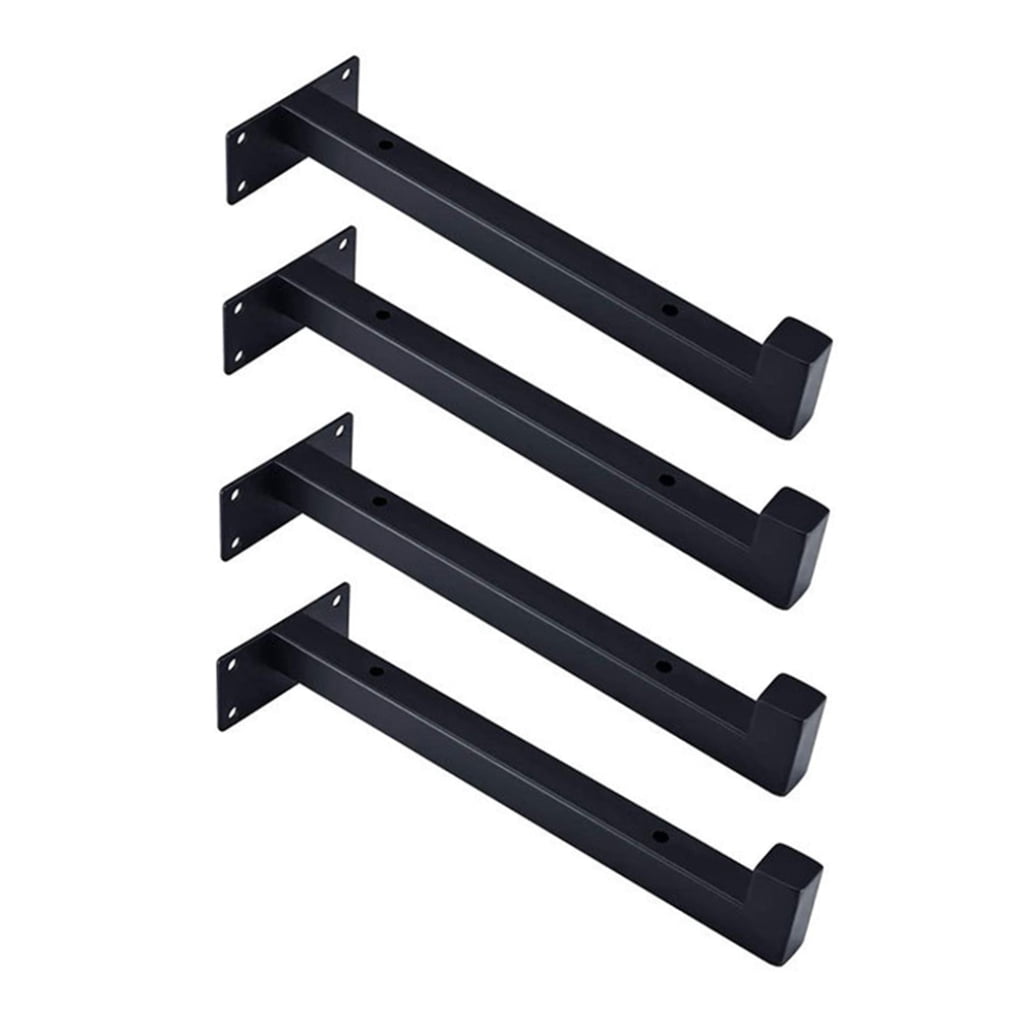4-Pack Black Shelf Support Brackets 20x8.2CM Heavy Duty Wall Mount Holders for Home Storage and Organization