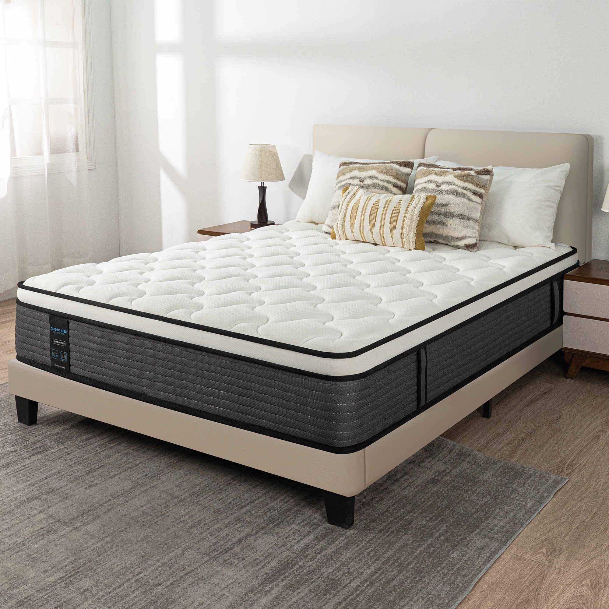 Queen Rose Queen Size 14 Inch Hybrid Mattress in a Box, Pocket Coils & Memory Foam, Medium Firm Pillow Top