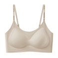 thumbnail image 5 of Women Solid Pullover Wireless Bra, Adjustable Thin Straps Breathable Seamless Light Push Up Comfort Lounge Daily Bralette Gray XL(XL), 5 of 7