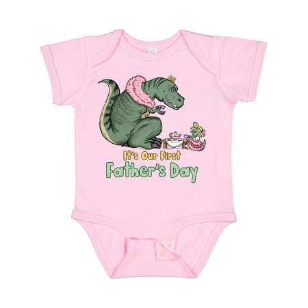 

Inktastic It s Our First Father s Day Tea Rex Party Boys or Girls Baby Bodysuit