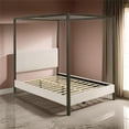 thumbnail image 3 of Pemberly Row Queen Canopy Bed w/ Padded Headboard & Bronze 4 Post Frame in Ivory, 3 of 6