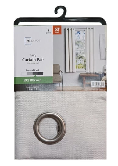 Mainstays Olan Beige Blackout Curtain Panel Pair, 2-Pack, Grommet Top, Textured Solid, 37" x 84", Room Darkening Drapes for Bedroom
