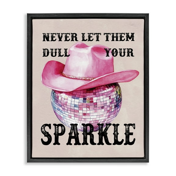 Stupell Industries Don't Dull Your Sparkle Fashion Painting Black Floater Framed Canvas Art Print Wall Art, 17 x 21