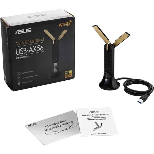 Adaptador WiFi USB Asus AX1800 Negro Doble Banda Plug-and-Play