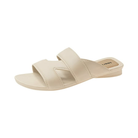

Cathalem Women s Wear Sandals Outer Casual Slippers Fashion Flat Bottomed Color And Solid Women s Slipper Khaki 40