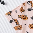 thumbnail image 6 of Pajamas Women Halloween Pajama Set Short Sleeve Shirt and Shorts Sleepwear Outfit with Cartoon Pumpkin Bat Ghost Print Womens Short Pajamas Set Light Pink S, 6 of 7