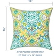 thumbnail image 2 of Outdoor Throw Pillow Covers Waterproof Tropic Accent Pillow Cases Fluffy Outdoor Cushion Covers for Garden and Patio Furniture Decoration, 16x16, 2 Pack, Damask Green, 2 of 6