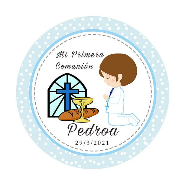 Pegatina de Mi Primera comunión para niño y niña, etiquetas de recuerdo de Primera comunión, bautismo, pegatinas de Primera comunión, Baby Shower