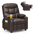 thumbnail image 1 of Costway Kids Youth Recliner Chair PU Leather w/Cup Holders & Side Pockets Brown, 1 of 9