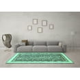 thumbnail image 3 of Ahgly Company Indoor Rectangle Abstract Turquoise Blue Modern Area Rugs, 2' x 5', 3 of 4