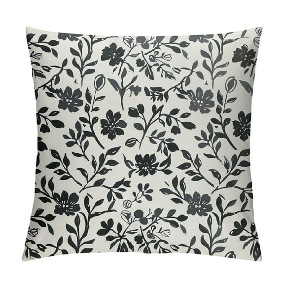 PHYHOO Vintage Flower Pillow Covers Black and Cream Floral Outdoor Decorative Pillows Black Small Floral Print Pillowcases Cushion Covers for Couch