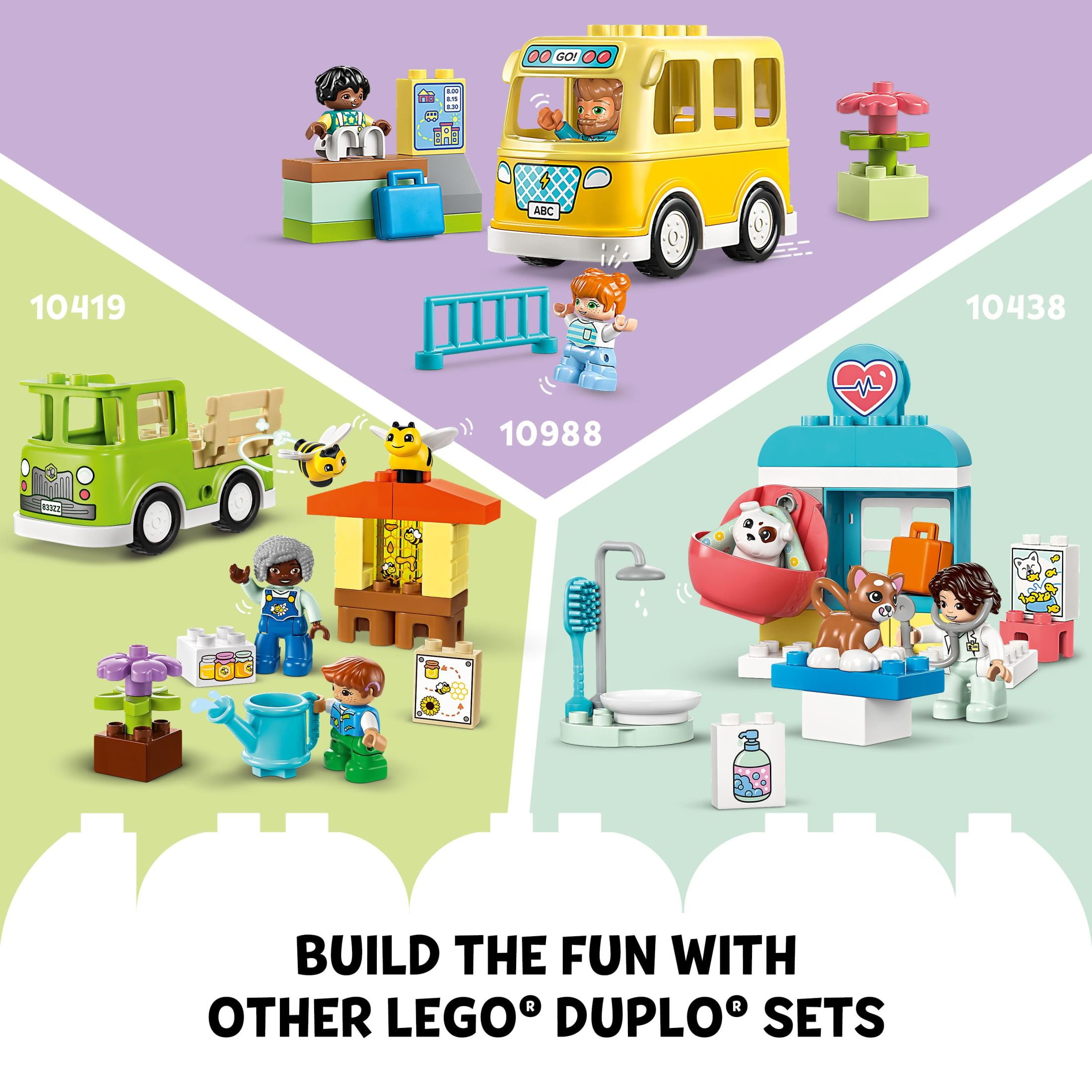LEGO DUPLO Town Visit to the Vet Clinic Pet-Care Role-Play Toy, Dog, Cat and Veterinarian Figures, Social Emotional Learning  Pretend Play Animal Set for Toddlers Aged 2 Years Old and Up, 10438