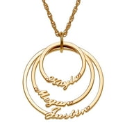 Family Jewelry Personalized Mother's Gold over Silver Silver Open Circle with 3 Names Necklace