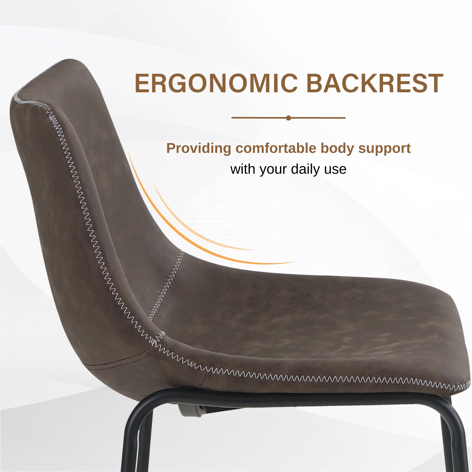 Summit Living 30 inch Height Bar Stools Set of 2 with Back for Kitchen PU Leather Stools Chairs, Brown