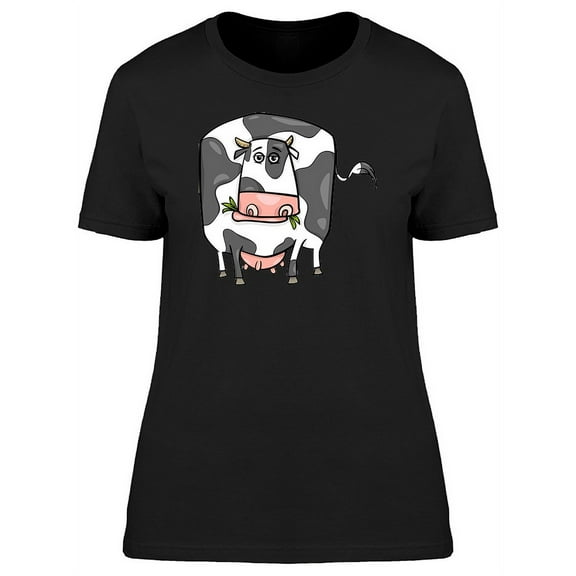 Adorable Cow Eating Cartoon T-Shirt Women -Image by Shutterstock, Female Small