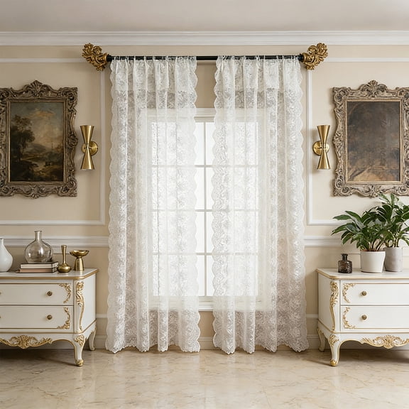 MMJ Sheer Curtains Light Filtering Lace No Drill for Bedroom Living Room Office Room Decor 39.4x55.1in / 63x55.1in / 78.7x55.1in / 102.4x55.1in