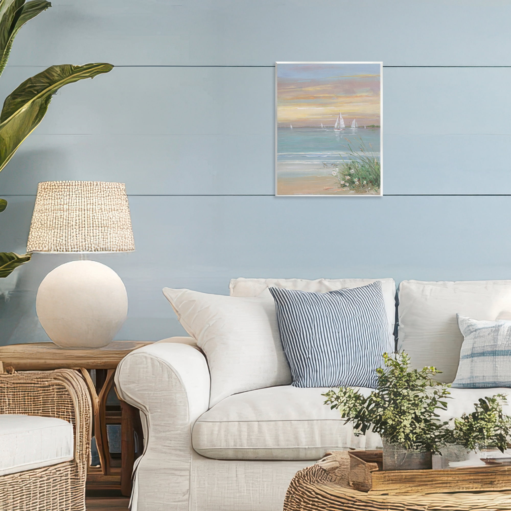 Stupell Industries Sailboats Beyond Sandy Shore Wall Plaque Art, design by Sally Swatland