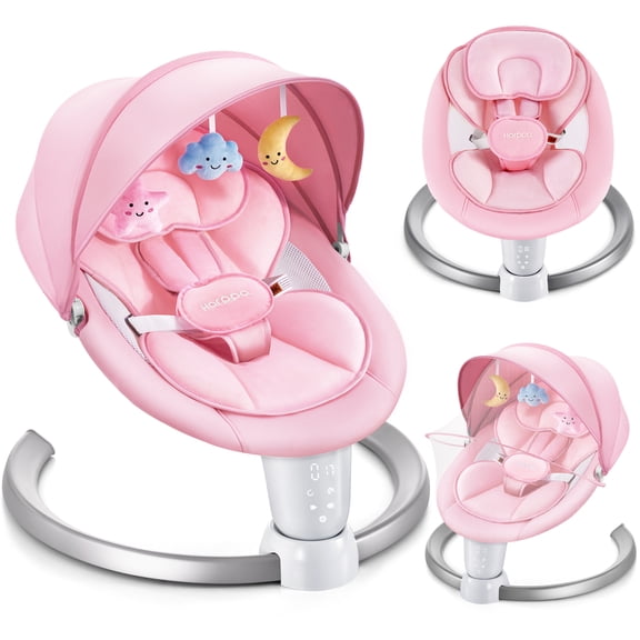 HARPPA Electric Baby Swing for Infants with Remote Control, 5 Sway Speed, Pink