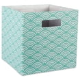 thumbnail image 1 of Design Imports CAMZ37940 Cube de Rangement Carré en Polyester 13 x 13 x 13 Po Vagues & Aqua, 1 of 2