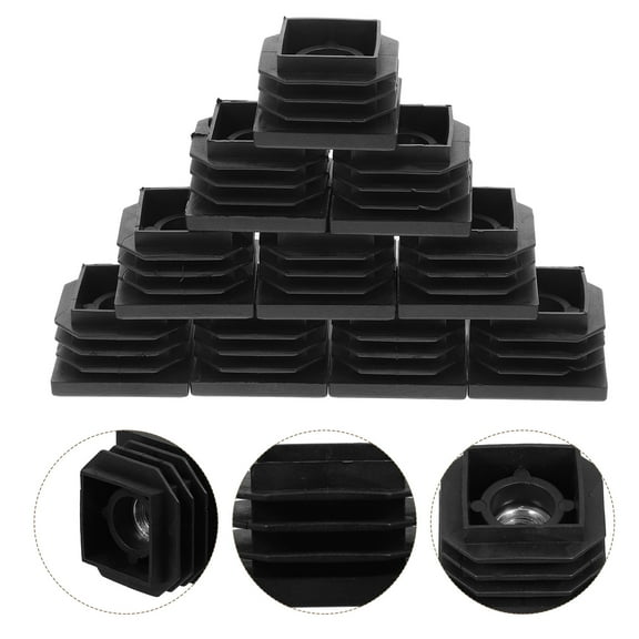 Worgeous 10pcs Chair Leg Levelers and Furniture Protectors Plastic Hole Plugs Square End Caps for Metal Tubing Black