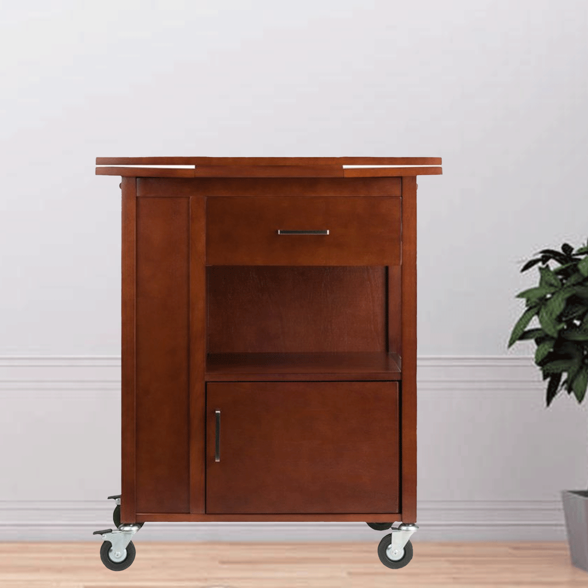 Modern Kitchen Trolley Island on Wheels Industrial Kitchen Cart with 1