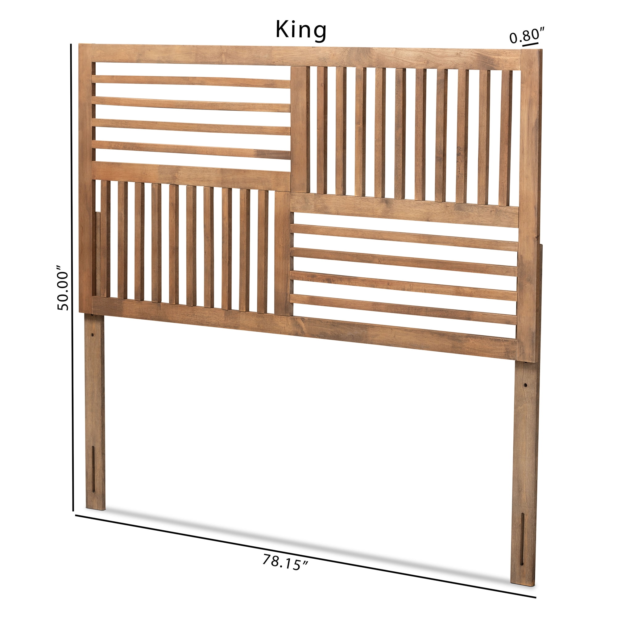 Baxton Studio Adler Transitional Slat Back Support Rubberwood Headboard, King, Ash Walnut