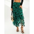 thumbnail image 2 of Liacowi Women’s Tulle Long Skirt Vintage High Waist Floral Print Midi A-line Skirt, 2 of 8