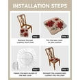thumbnail image 4 of Christmas Poinsettia Chair Seat Covers for Dining Room Stretch Chair Seat Covers Set of 2,Winter Xmas Red Floral Botanical Wooden Chair Seat Protector Cushion Slipcovers for Kitchen Restaurant, 4 of 6