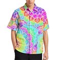 thumbnail image 3 of Blusas estampadas con flores coloridas y estampado completo para hombres, ropa para vacaciones en la playa, camisetas de manga corta con estampado floral brillante en 3D, 3 of 5