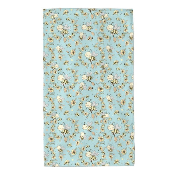 Balery Cute Honeybees Toalla de Microfibra Premium con Estampado – 27.5x16 pulgadas, Alta Absorción, Suave y Aterciopelada, Secado Rápido